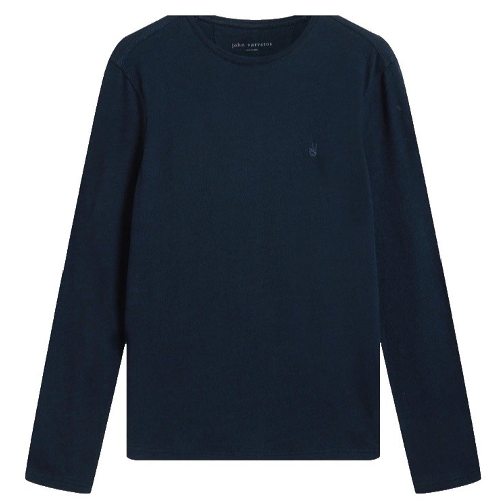 NWOT John Varvatos Marlow Long Sleeve Crewneck Shirt Blue Peace Sign Men's Large